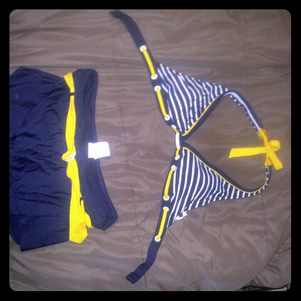 Halter top bathing suit.